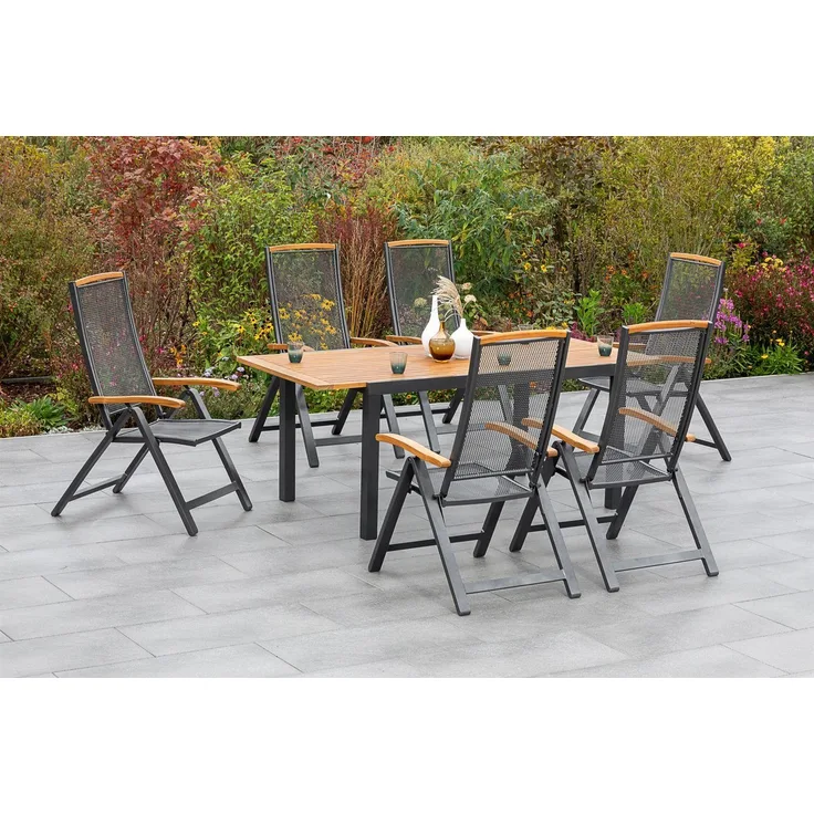 Tilos Set 7tlg, Klappsessel & 150 (200) x 90 cm