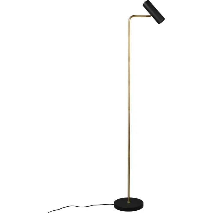 Stehleuchte, schwarz messing matt, Spot beweglich H 151 cm