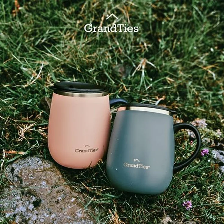 Grandties Insulated Coffee Mug with Handle, Sliding Lid for Splash-Proof 16 oz Wine Glass Shape Thermal Tumbler with Double Walled Vacuum Stainless Steel to Keep Beverages Hot or Cold- Peach Crème – Bild 9