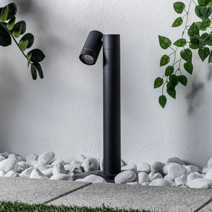 PRIOS Außenleuchte Tulimar, moderne 1-flammige Pollerleuchte aus schwarzem Aluminium, IP65, GU10, für Garten und Terrasse – Bild 3