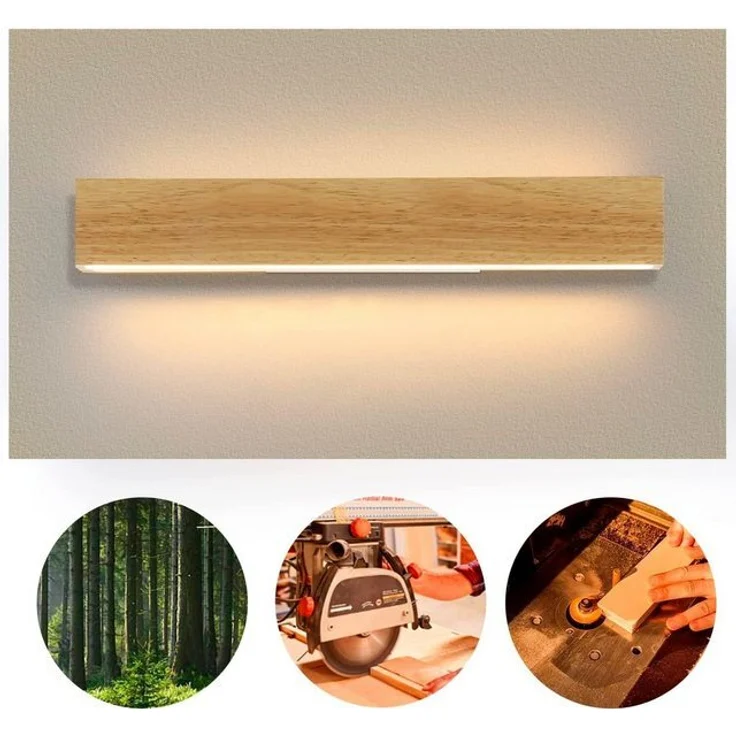 Nettlife LED Wandleuchte Holz 3000K warm weiße Wandbeleuchtung, Drehbar 330 °, LED fest integriert, Warmweiß, Wohnzimmer Schlafzimmer Flur Treppenhaus – Bild 4