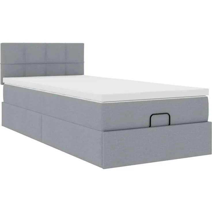 vidaXL Ottoman-Bett mit Matratze Hellgrau 100x200 cm Stoff 3311435 – Bild 4