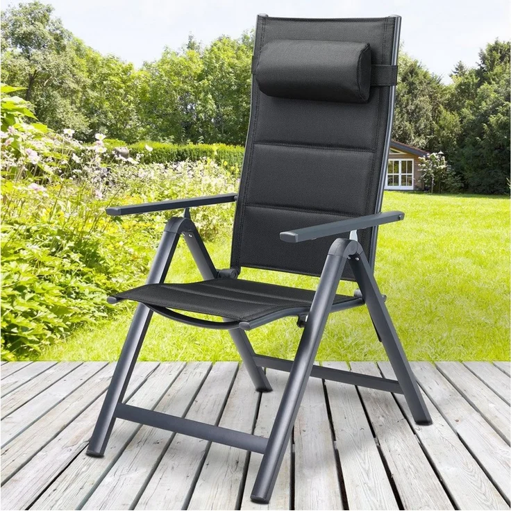 Casaria Gartenstuhl Bern Premium (2 St), Lehne 8-Fach Verstellbar Alu Gepolstert 120kg Belastbarkeit Wetterfest – Bild 2