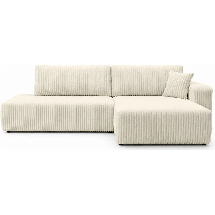 Kaiser Möbel OPEN XL Ecksofa mit Schlaffunktion und Bettkasten, Cordstoff Tilia, große Liegefläche, hohe Abriebfestigkeit
