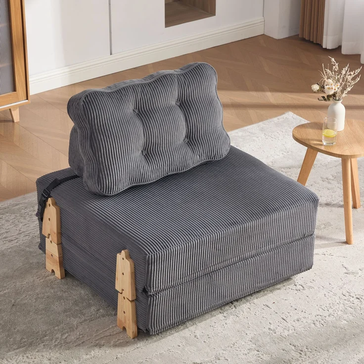 1-Sitzer Schlafsessel 90 x 86 x 84 cm aus Cord mit Schlaffunktion – Bild 1