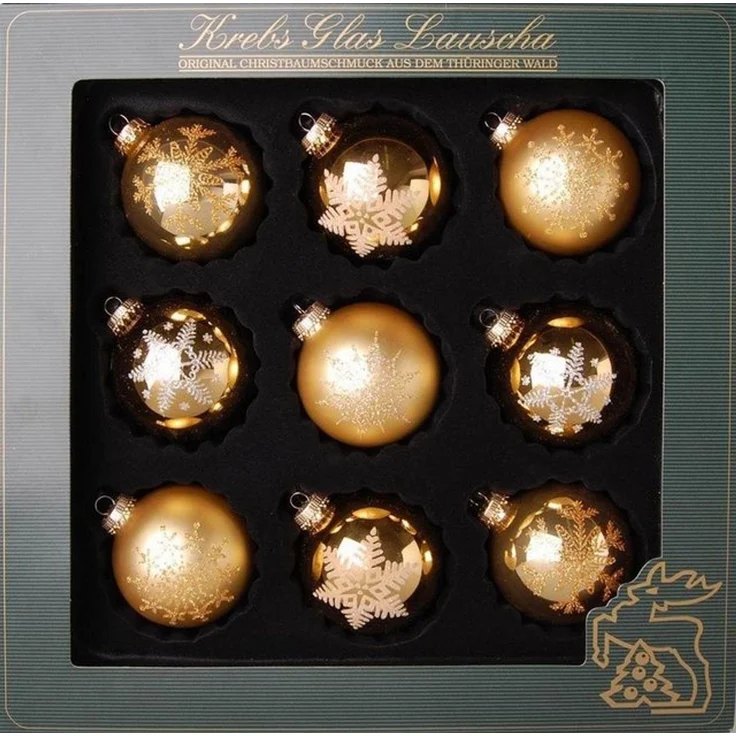 Krebs Glas Lauscha Weihnachtsbaumkugel Weihnachtsdeko, Christbaumschmuck, Christbaumkugeln Glas (9 St), mundgeblasen, mit Dekor – Bild 2