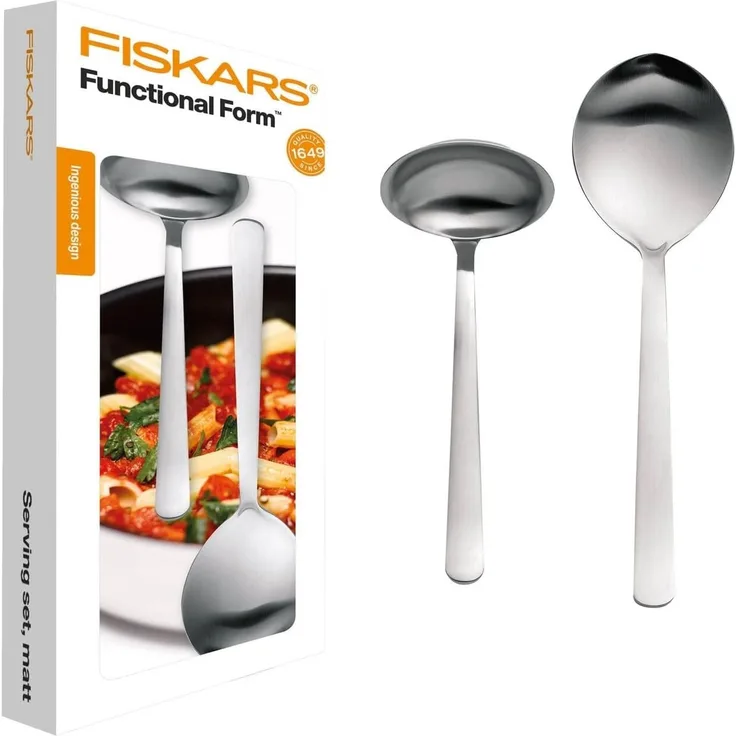 Fiskars Functional Form Servierbesteck, 2-tlg, Besteck, Servierbesteck, Küchenhelfer, Edelstahl Matt, 30 cm, 1002959