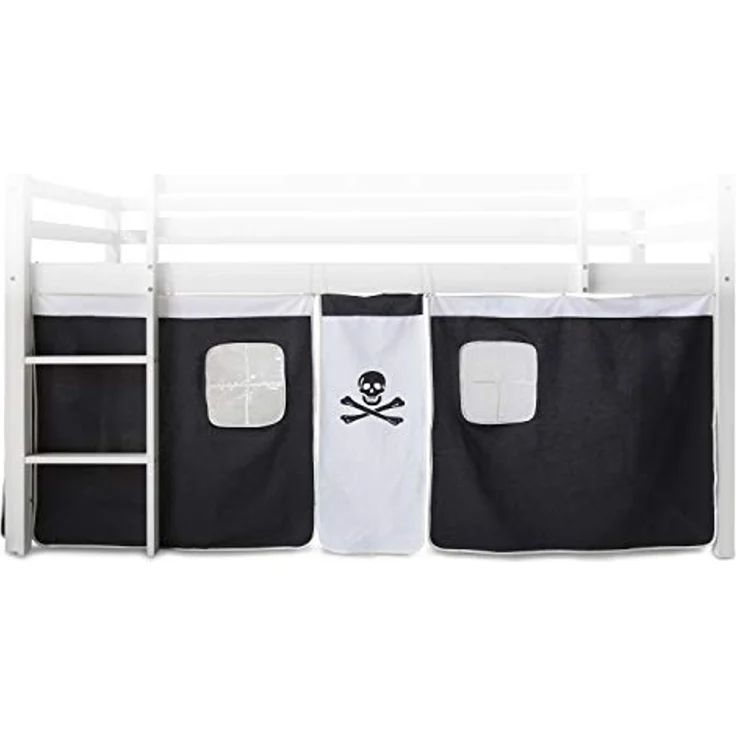 Bettumrandung Bettvorhang für Hochbett, Baumwolle Schwarz – Bild 2