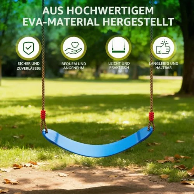 EXTSUD Schaukel Outdoor, Elastischer Kinderschaukel Eva weichen Bord U-Schaukel Brettschaukel Schaukelsitz Schaukelbrett Garten Spielzeug Kinder, Blau – Bild 2