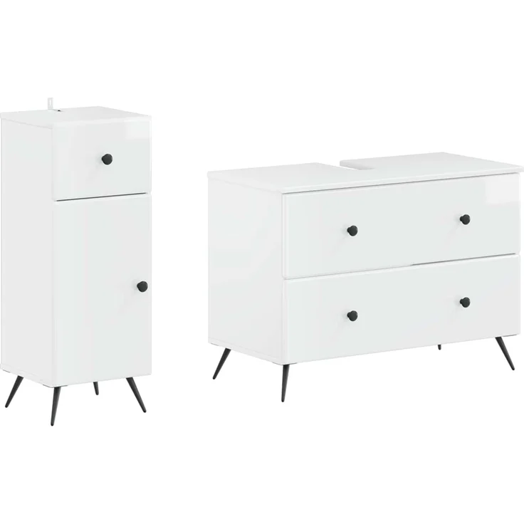 vidaXL 2-teiliges Badezimmer Schrank Set BREDA Hochglanz Weiß 3417724 – Bild 1