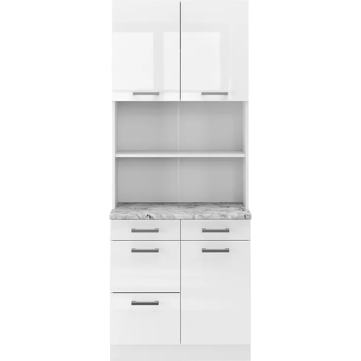 Buffetschrank R-Line Weiß Hochglanz 80 cm , AP Marmor Vicco