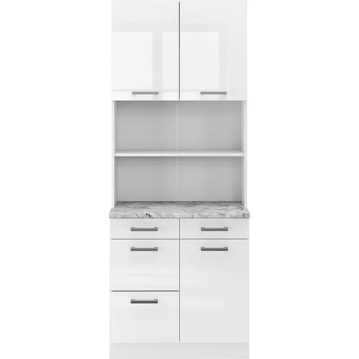 Buffetschrank R-Line Weiß Hochglanz 80 cm , AP Marmor Vicco – Bild 1