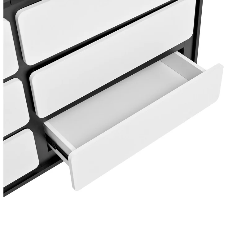 Abrihome Sideboard mit 6 Schubladen, Weiß, 74x38x140 cm – Bild 7