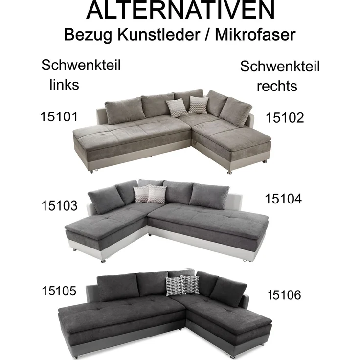 Ecksofa-Dauerschläfer Doppelbett Federkern Bettkasten Couch in Anthrazit Grau – Bild 9