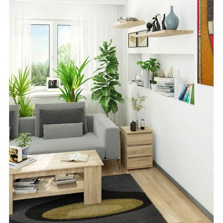 Home Collective Kommode 40 cm breit Holz Highboard Sideboard für Flur Schlafzimmer Wohnzimmer (Mehrzweckschrank Schrank schmal Kommode Schlafzimmer mit Schubladen), Kinderzimmer Organizer, 57 cm hoch mit 3 Schubladen sonoma Eiche – Bild 3