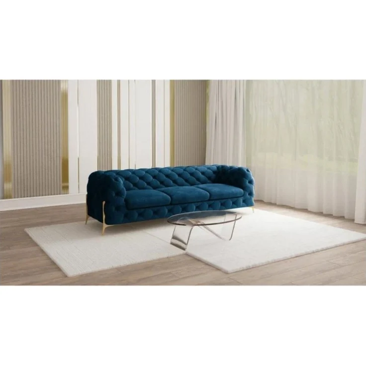 S-Style Möbel Chesterfield-Sofa 3-Sitzer Ashley mit Goldene Metall Füßen, mit Wellenfederung