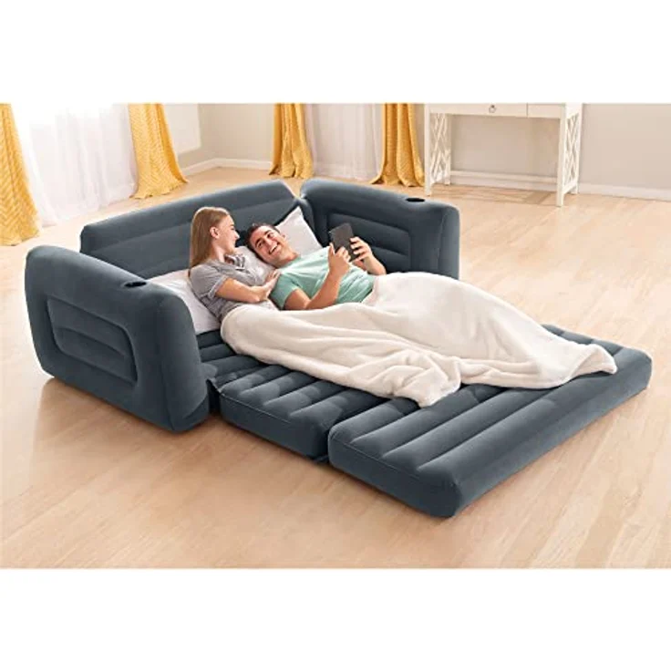 Intex Aufblasbares Sofa, ausziehbar, 203,2 x 231,1 x 66 cm, Queensize-Bett, Grau – Bild 10