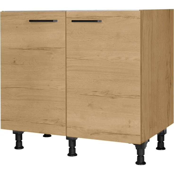 nobilia® Spülenschrank "Structura", vormontiert, mit höhenverstellbaren Sockelfüßen, Breite 90 cm