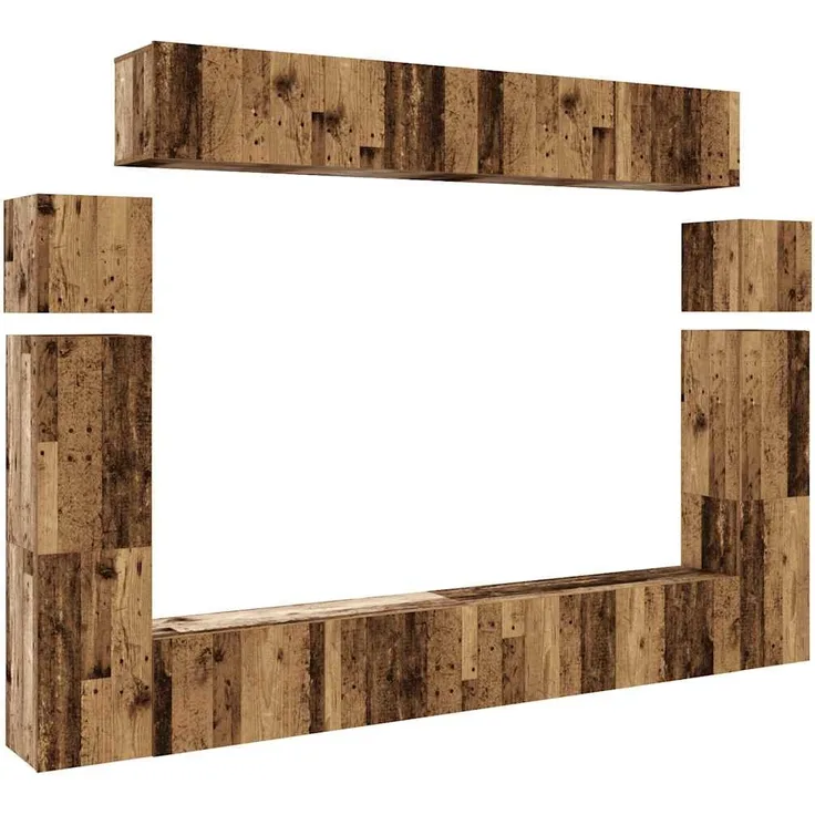 vidaXL 8-tlg. TV-Schrank-Set Wandmontage Altholz-Optik Holzwerkstoff 3329011