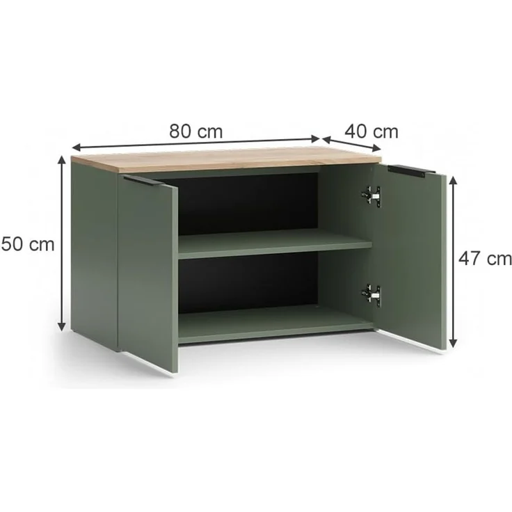 Kommode Wido Grün 80 x 50 cm mit 2 Türen Vicco – Bild 3