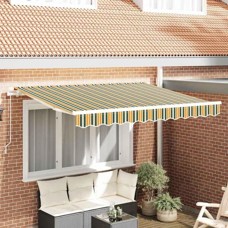 vidaXL Markisenersatzstoff Grün und Gelb 280 x 245 cm Polyester 42000642 – Bild 2