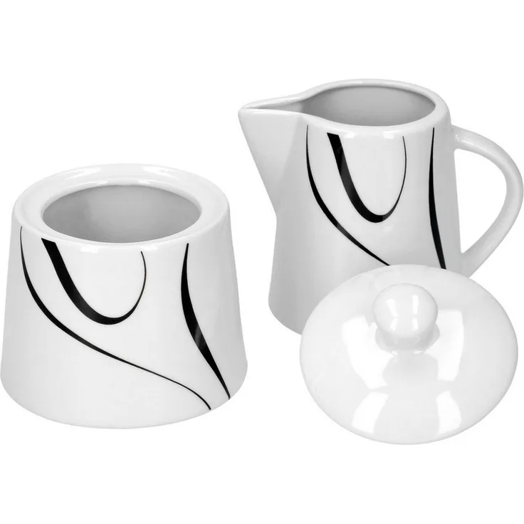 van Well Milch- und Zuckerset Kaffeeergänzungsset Milchkännchen & Zuckerdose Galaxy, Porzellan