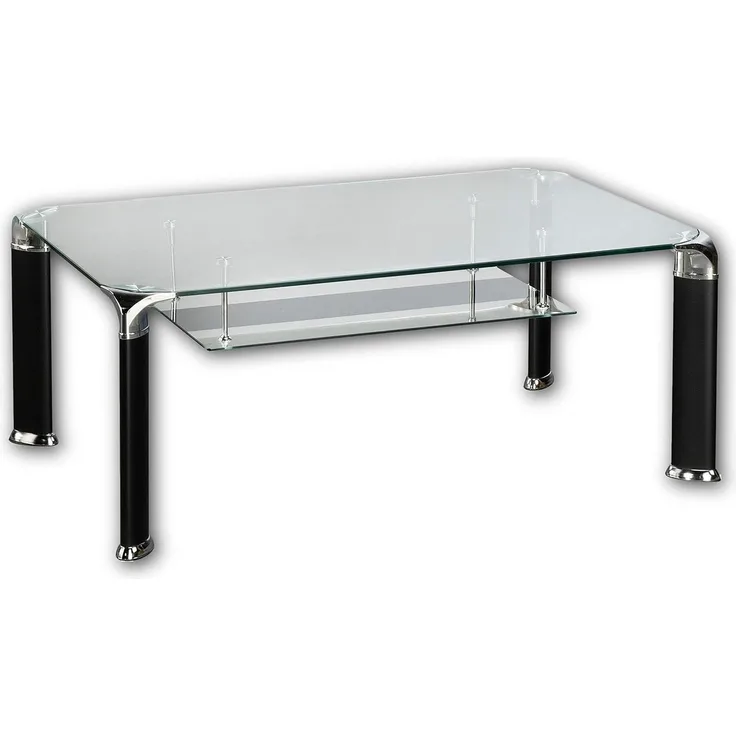 Stella Trading 'Alberto' mit Ablage, Couchtisch Glas/ Metall schwarz, 100 x 42 x 60 cm