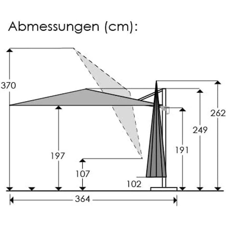 Ampelschirm Rhodos Blacklight 300/8 anthrazit rund, Ø ca. 300 cm – Bild 10