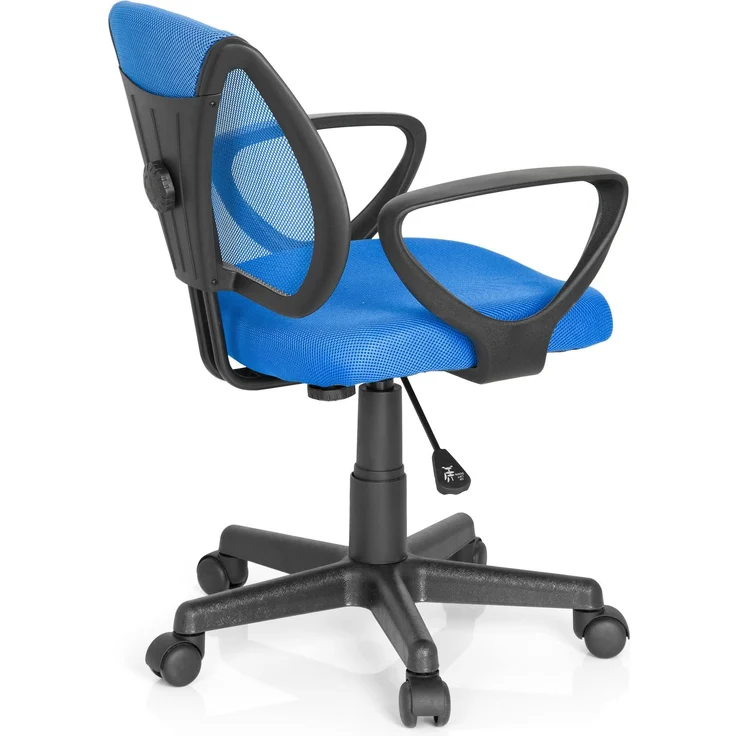 hjh OFFICE 725100 Kinder- und Jugenddrehstuhl KIDDY CD Netzstoff Blau höhenverstellbarer Schreibtischstuhl mit Armlehnen – Bild 5