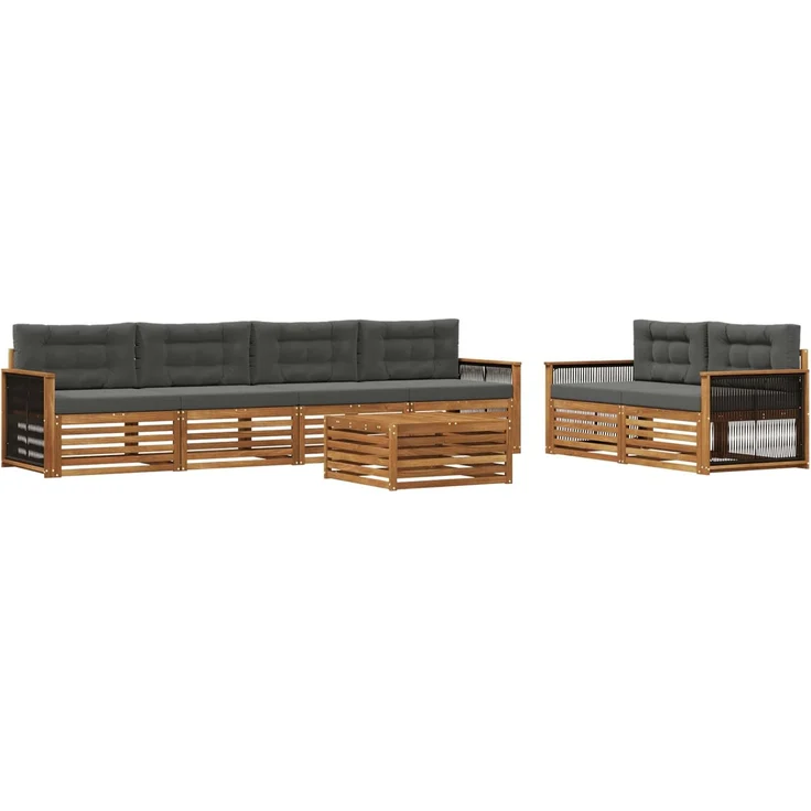 vidaXL Outdoor-Sofagarnitur 7 stk. 6-Sitzer Natur und Anthrazit 3383055 – Bild 2