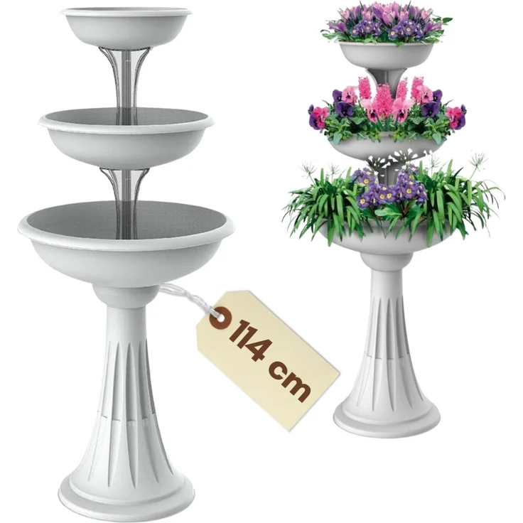 GarPet Pflanzschale Blumenständer mit 3 Schalen Pflanzturm Pflanzsäule Blumenständer Hoch – Bild 1