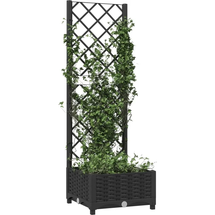 vidaXL Garten-Pflanzgefäß mit Spalier Schwarz 40 x 40 x 121,5 cm PP 318268 – Bild 2