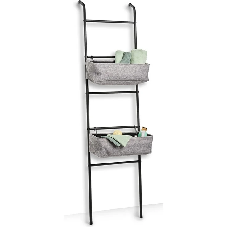 HTI-Living mit Ablagen Leiter-Regal, Metall/Stoff – Bild 2