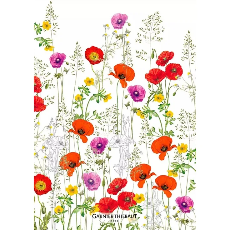 Garnier-Thiebaut Geschirrtuch Les Coquelicots Violet 50x70 Cm 50% Leinen/50%
