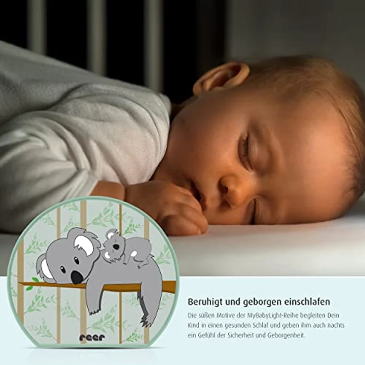 Reer MyBabyLight Nachtlicht, Beruhigungslicht Koala, energiesparende LED-Technologie, kindersicher, batteriebetrieben – Bild 2