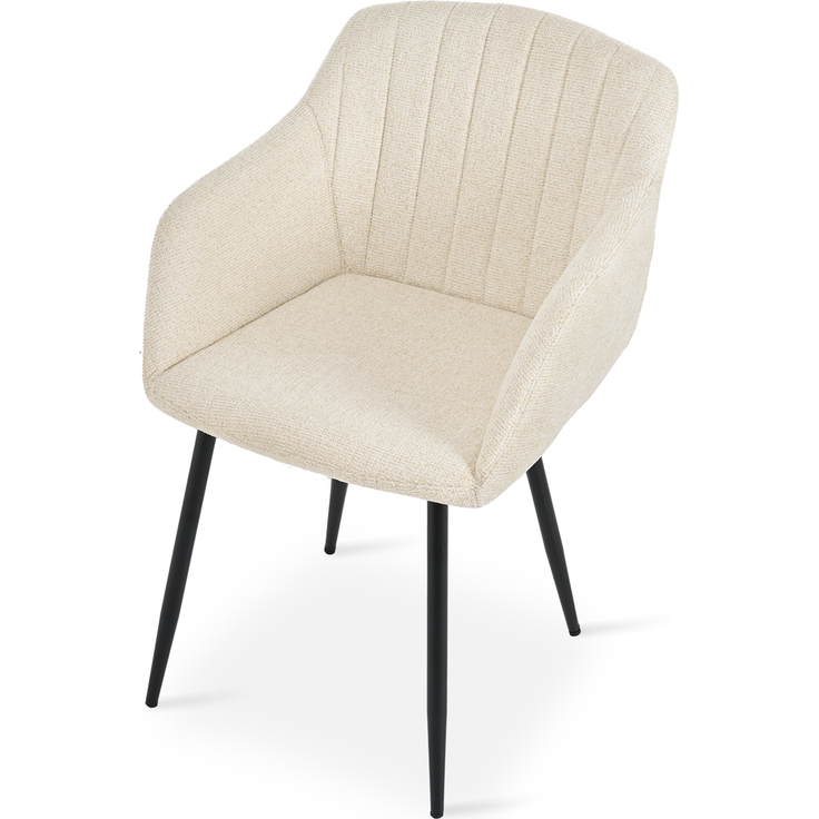 GOEURVANT 711 Esszimmerstühle 6er-Set mit Armlehnen, Chenille - Creme – Bild 4