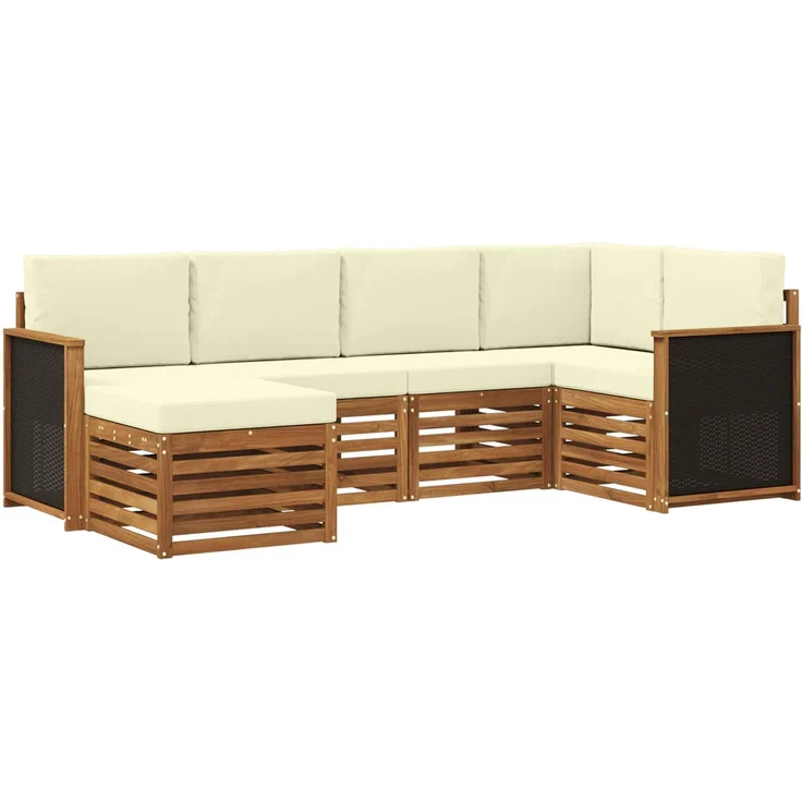 vidaXL Outdoor-Sofagarnitur 6 stk. 5-Sitzer Natur und Creme 3384551 – Bild 2