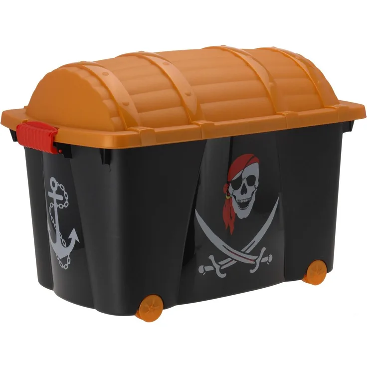 Spetebo Spielzeugtruhe Kinder Rollbox PIRAT mit Deckel 57 Liter (Set, 1 St, Box mit Deckel), Kinderzimmer, Aufbewahrung, Rollbox, kinderleicht verschließen
