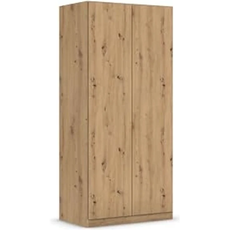 Rauch Möbel Costa, Kleiderschrank für Schlafzimmer, Kinderzimmer, Babyzimmer, Garderobe, Flur, 2-türig, Push-to-Open, mit Zubehör Classic, Farbe Eiche Artisan, Holz, Breite 91 cm – Bild 1