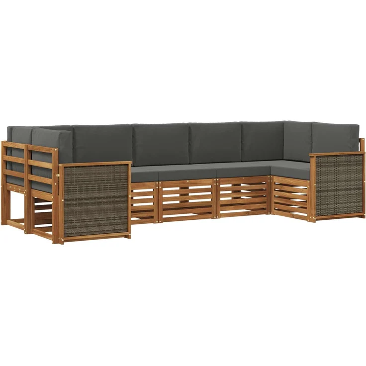 vidaXL Outdoor-Sofagarnitur 7 stk. 7-Sitzer Natur und Anthrazit 3384798 – Bild 2