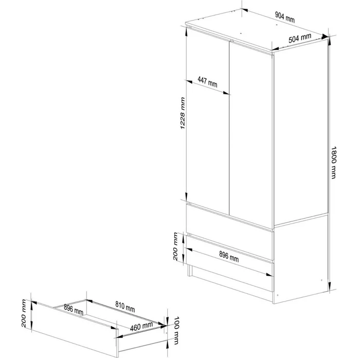 Raumhirsch Furniture Kleiderschrank Moderner Kleiderschrank - Zaubert Ordnung ins Schlafzimmer - Stauraum (viele Farbvarianten - Maße 180 - 90 - 50 cm) Stilvoller Schlafzimmerschrank, ideal für Jugendzimmer & Wohnzimmer – Bild 3