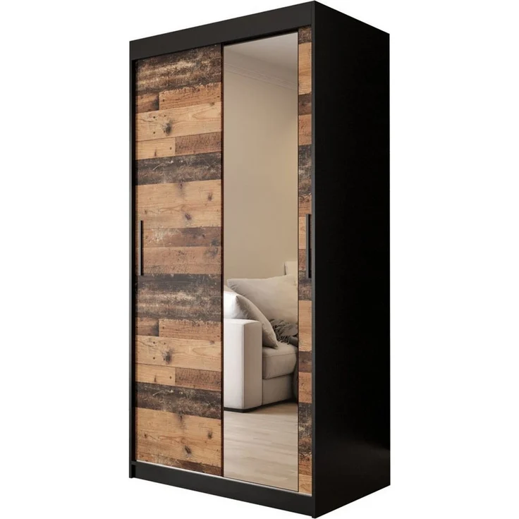 ABIKS MÖBEL Schwebetürenschrank OLD STYLE T2 Schlafzimmerschrank mit Spiegeln, Kleiderstange, Regalen – Bild 1