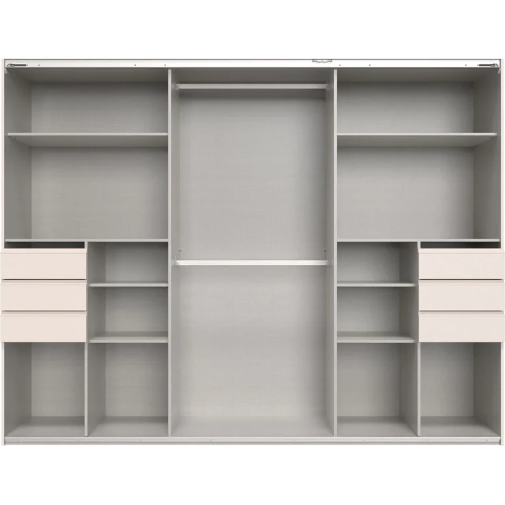 Schwebetürenschrank Kleiderschrank 3-trg 273cm Beige Grau Glasfront Passepartout – Bild 2