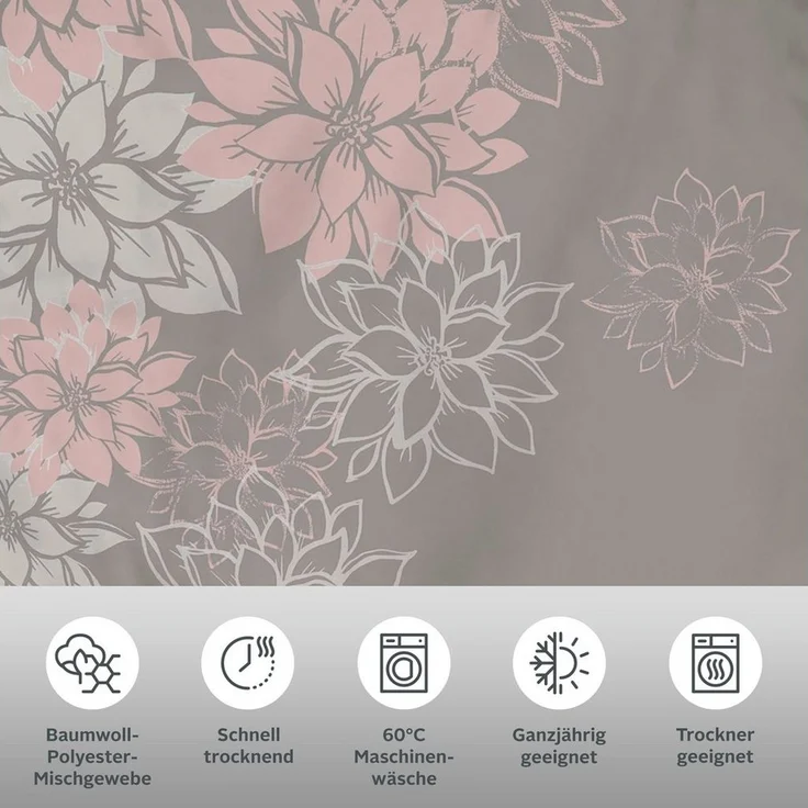 OTTO home Bettwäsche Susan in Gr. 135x200 oder 155x220 cm, Polycotton recycelt, 2 teilig, in verschiedenen Qualitäten, romantische Bettwäsche mit Blumen – Bild 2