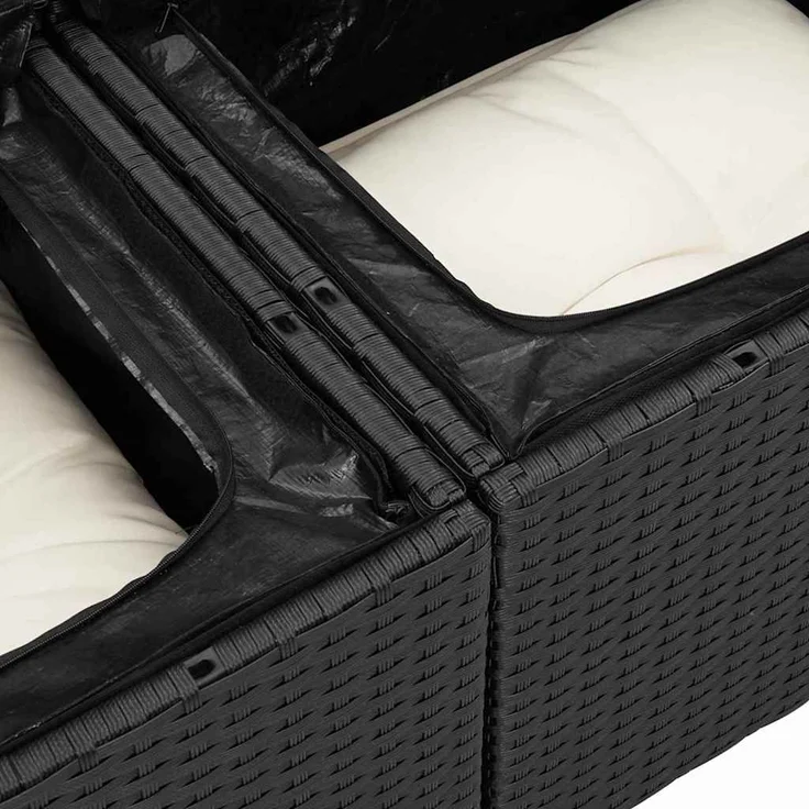 vidaXL Gartensofa-set mit Speicher 4 pcs Schwarz Poly-Rattan 3354346 – Bild 6