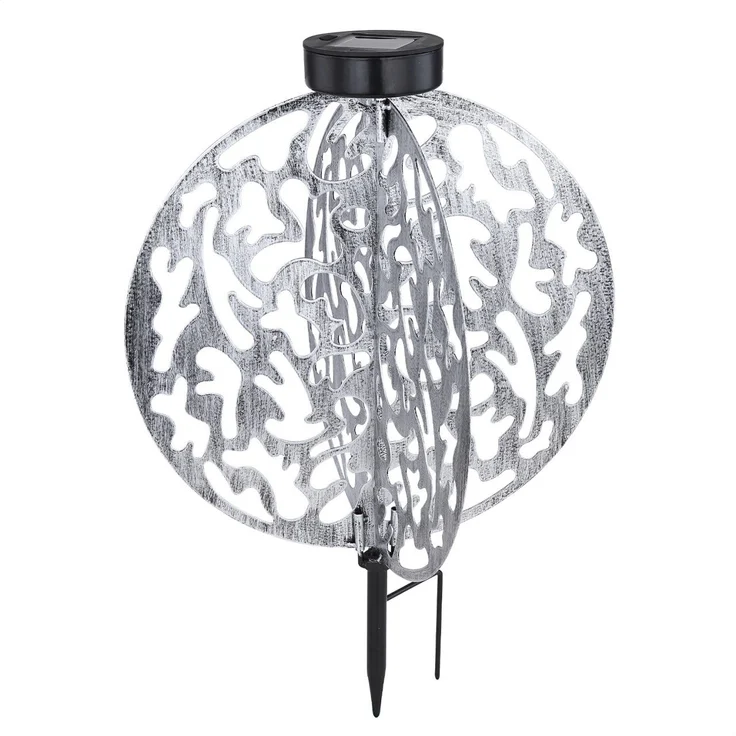 Solarleuchte Garten Rund Silber Solarlampe Außen Leuchte Solar mit Pflegetuch – Bild 2