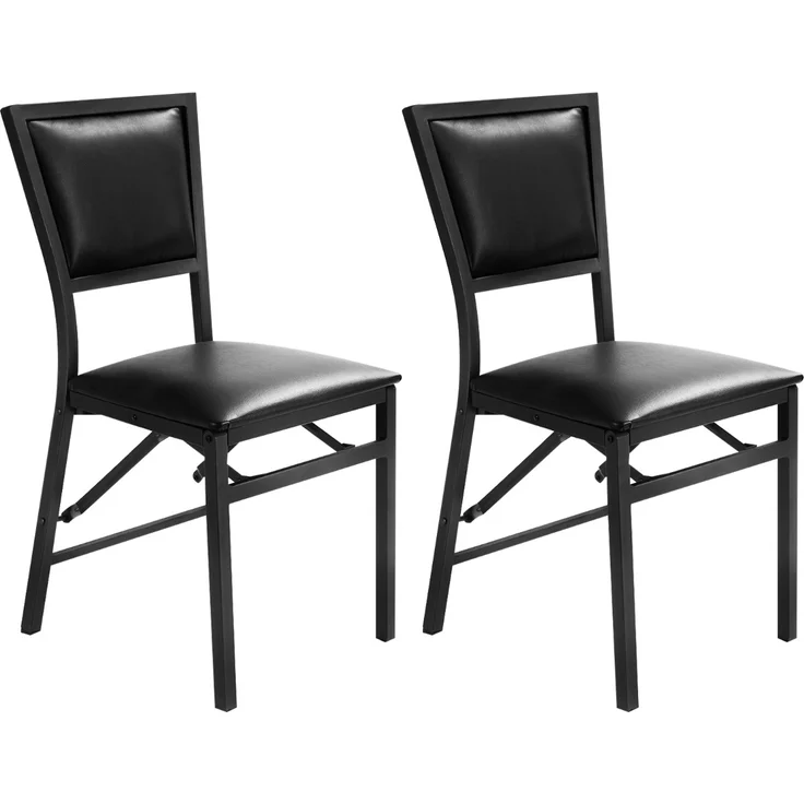2er Set Esszimmerstühle mit Metallrahmen Klappbare Polsterstühle Küchenstühle – Bild 3
