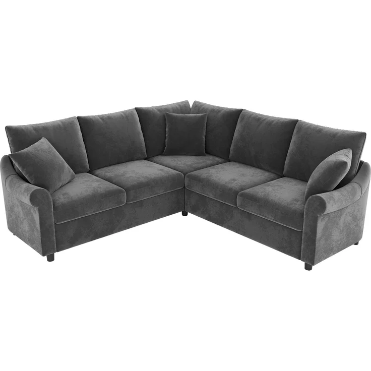 Ecksofa 217 x 217 x 83 cm in Grau – L-Form mit Chenille-Bezug und Taschenfederkern – Bild 7