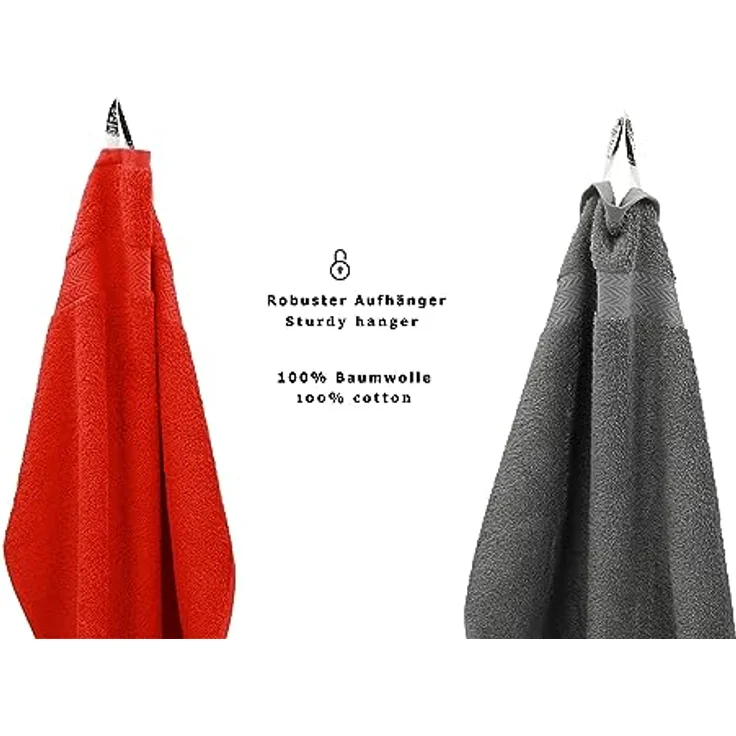 Betz Gästehandtücher 10 Stück Premium 30x50 cm Farbe rot und anthrazit, 100% Baumwolle (10-St) – Bild 5