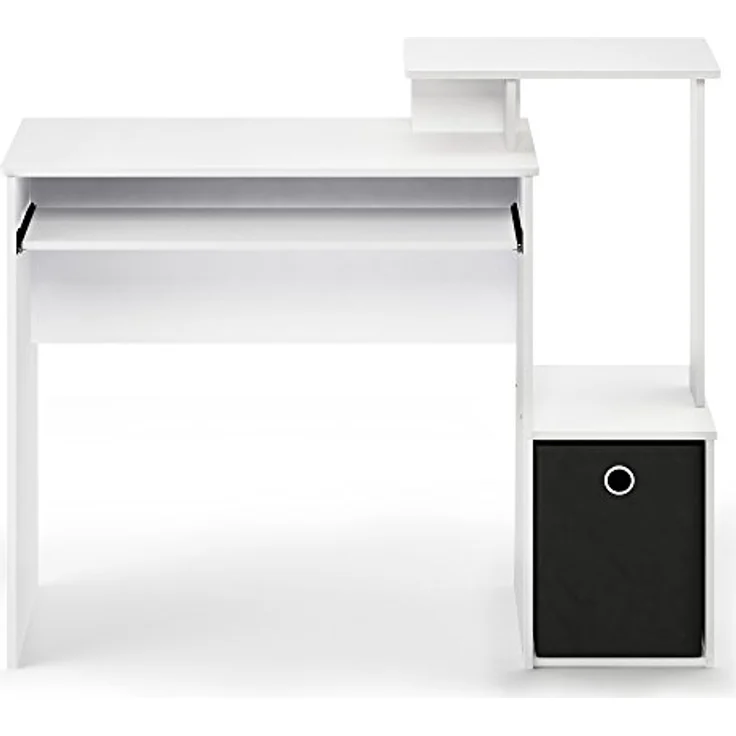 Furinno Econ Mehrzweck Home Office Computer Schreibtisch mit Ablage und Einschub, holz, Weiß/schwarz, 40. 01x40. 01x86. 61 cm – Bild 6
